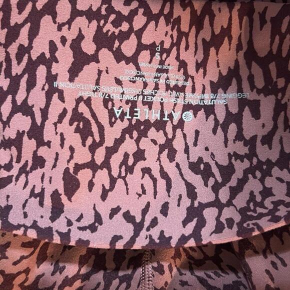 Athleta Salutation Stash 7/8 Tight Leggings Mauve Animal Print Workout‎ Small - Picture 5 of 5